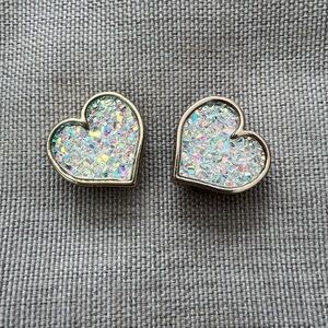 Authentic Crocs Gold & Glitter Hearts Jibbitz X2